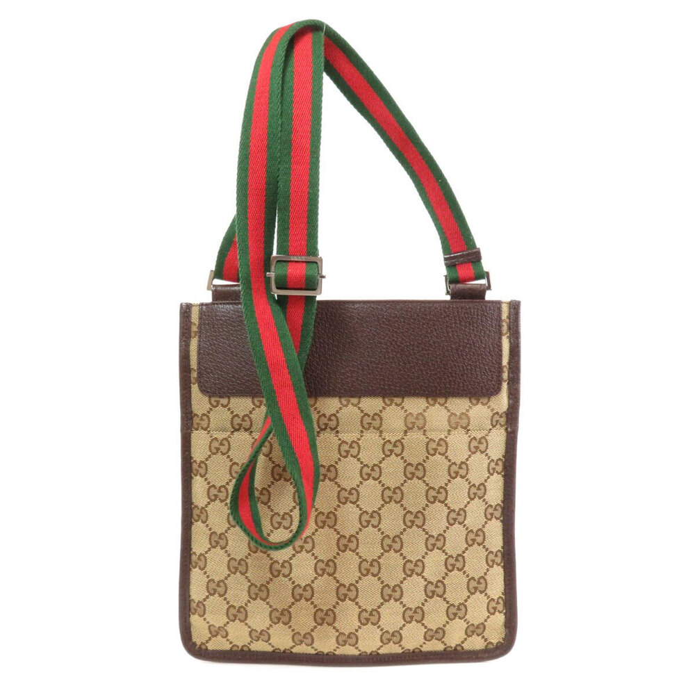Gucci bag trim Canvas messenger GG green red brown shoulder Red Brown